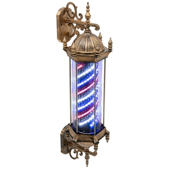 Wildnix Vintage Barber Pole Light with LED, Rotating Retro Design, Bronze Finish, Energy-Efficient, Ideal for Barber Shop and Salon Decor