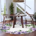 thumbnail image 4 of Round Area Rug 6 Ft, Purple Flowers Washable Non-Slip Circle Carpet for Living Room/Bedroom, Spring Watercolor Floral Leaves Plants Low-Profile Indoor Mats Collection Rugs for Residential, 4 of 7
