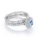 thumbnail image 3 of JeenMata Anillo Nupcial con Filigrana Art Déco de 1,75 Quilates de Aguamarina y Moissanita de Talla Brillante Redonda con Halo Pavé Engastado en Oro Blanco de 18 K sobre Plata, 3 of 6