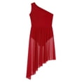 thumbnail image 4 of Kaerm Jupe de Danse Ballet Moderne à une Épaule Brillante avec Strass Rouge 14, 4 of 6