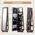 thumbnail image 3 of Costway 360° Rotatable Jewelry Cabinet Armoire 2-in-1 Lockable Mirrored Dark Brown, 3 of 9