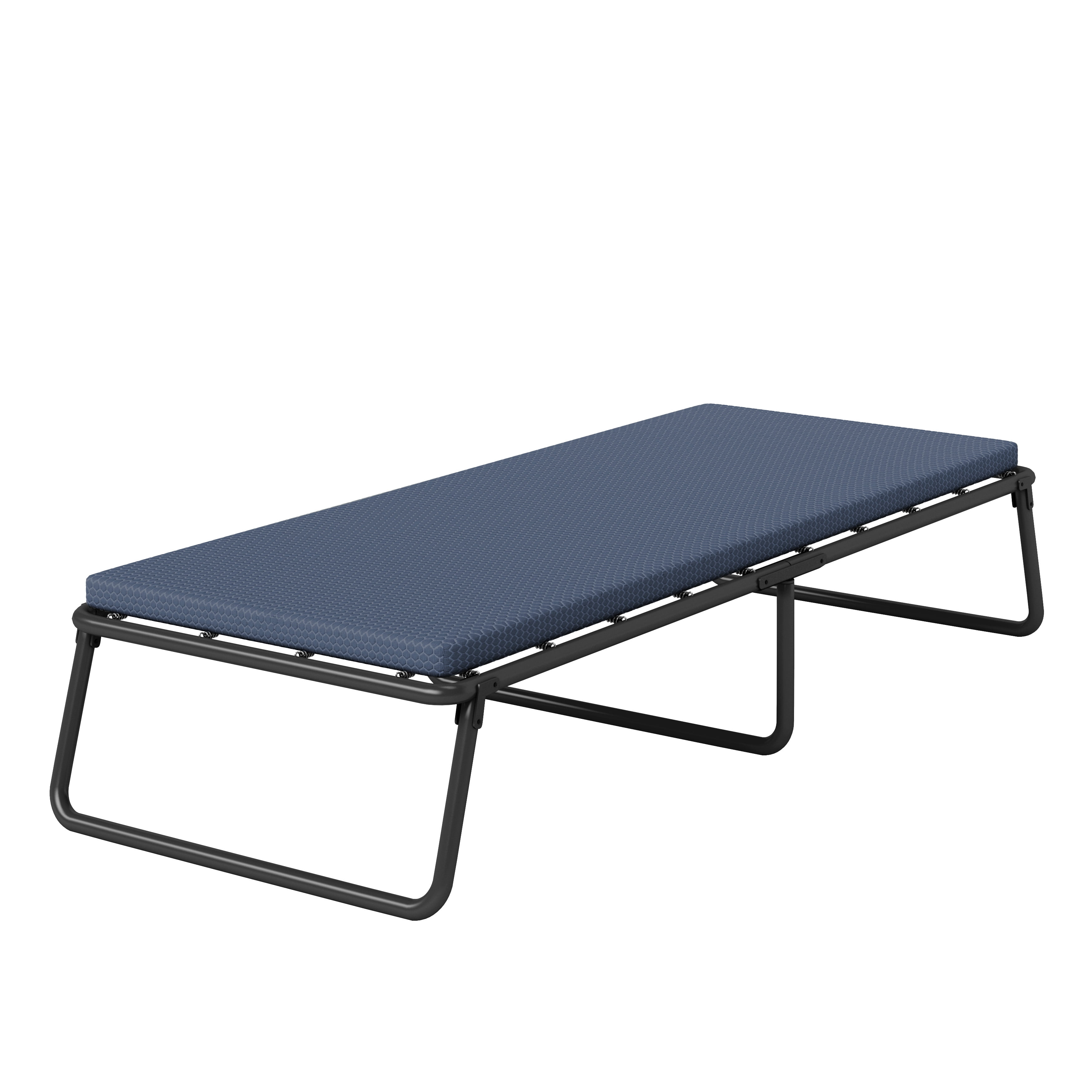 Henredon Folding Guest Bed Cot with 2" Gellux® Cooling Gel Foam Mattress, Single
