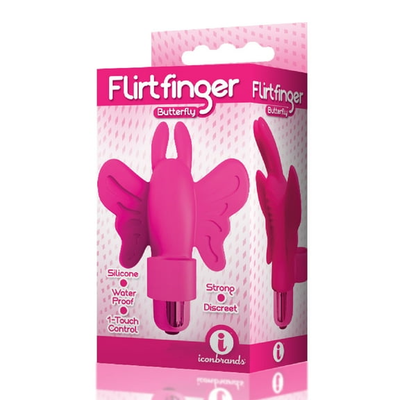 Icon Brands The 9's Flirt Finger Vibrator Butterfly Finger Vibrator Pink