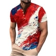 thumbnail image 2 of IROINNID Big and Tall T Shirts for Men, Indenpence Day Lightweight Thin Basic V-Neck Botton Festive Printed Summer Blouses for Men, 2 of 5