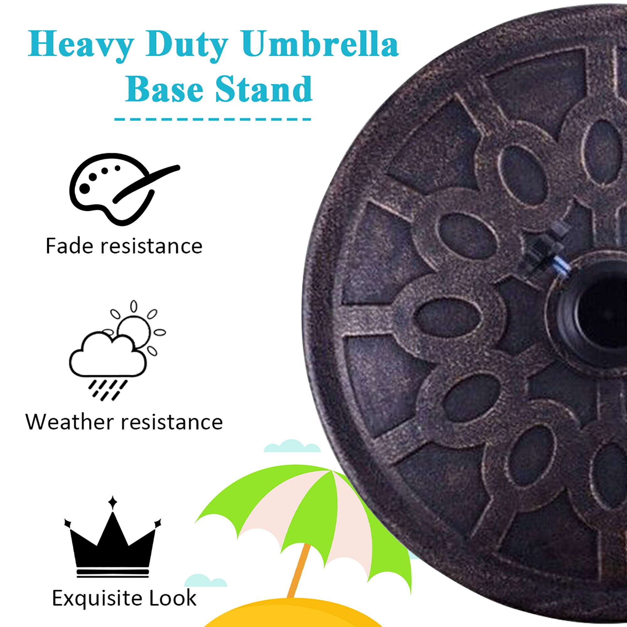 Costway 17.5'' Umbrella Base Stand Market Patio Standing Outdoor Living Heavy Duty (Round)