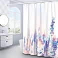 thumbnail image 2 of Lavender Shower Curtain, Purple Lavender Floral Shower Curtain Set, Watercolor Plant Leaves Flower Shower Curtains for Bathroom, Waterproof Fabric with 12 Hooks, 72 x 72 Inches, 2 of 6