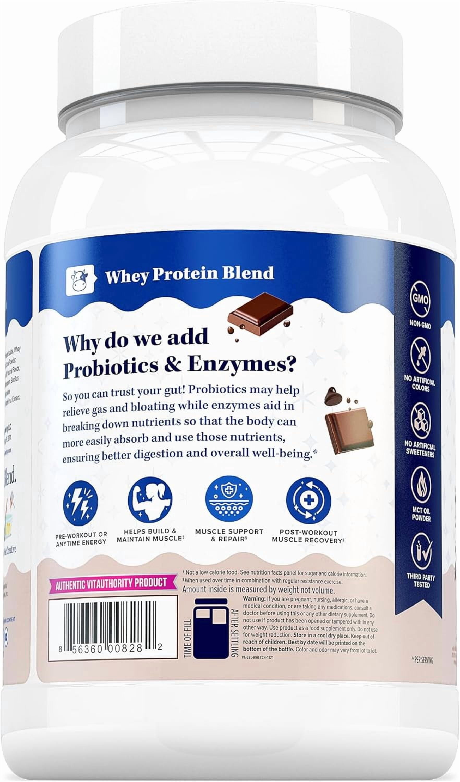 Vitauthority Vita Whey Protein Powder for Women with Probiotics and Enzymes, Chocolate, 34.9 oz, 30 Servings