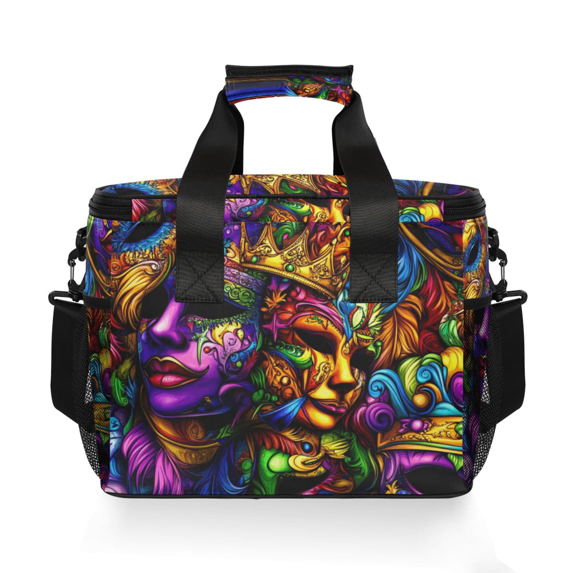 Colorful Festival Mask Insulated Lunch Bag 15L Cooler Box for Women Men Work Camping Beach Travel