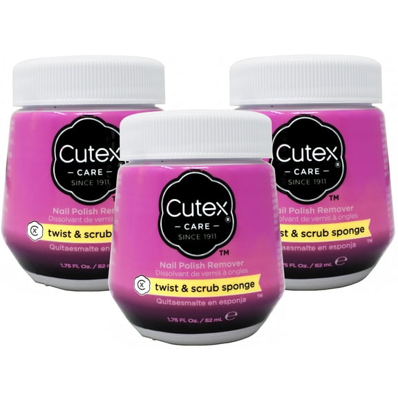 Cutex Nail Polish Remover Twist & Scrub Sponge, 1.75 Oz. - Pack of 3