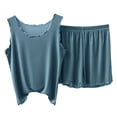 thumbnail image 5 of ylioge Short Pajama Sets for Women 2 Piece Lightweight Solid Color Sleeveless Tank Tops Wide Leg Shorts Breathable Sleepwear Homewear Pajamas Outfits, 5 of 5