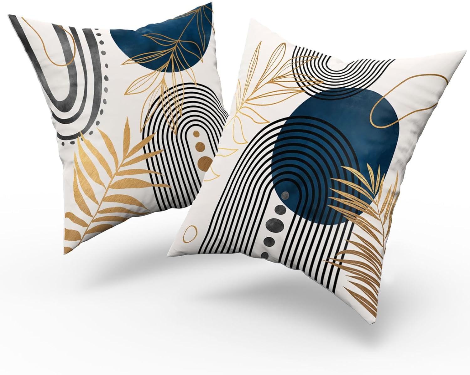 Blue and Grey Boho Pillow Covers Set of 4 18x18 Inch Abstract Geometric Pillow Covers for Mid Century Modern Decor on Sofa Bed Living Room Couch Stylish and Functional