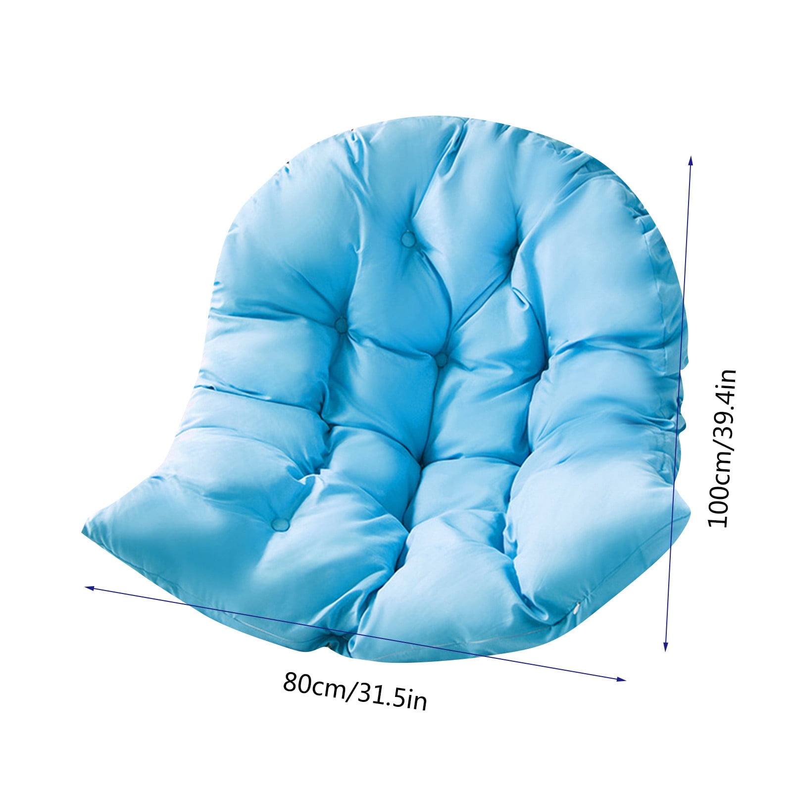 Blueek Outdoor Egg Chair Cushion Pillow, Detachable Washable Hanging Chair Cushion, Indoor Outdoor Seat Pad with Backrest(Blue,31x39in)