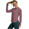 thumbnail image 5 of SYMOID Womens UPF 50+ Sun Protection Hoodie Lightweight Athletic Long Sleeve Thumbholes Quick Dry SPF Shirt Purple,Size S, 5 of 6