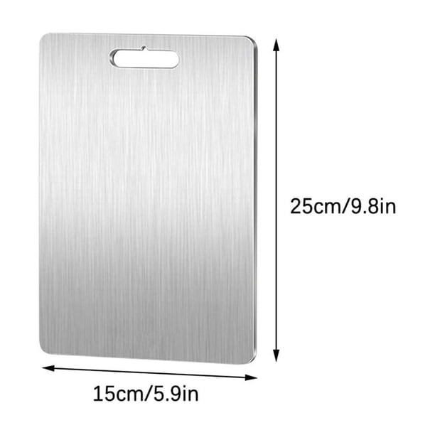 Xihbxyly Tabla de Cortar de Acero Inoxidable, Diseño de Doble Cara con Base Antideslizante, Superficie Apta para Cuchillos para Picar Fácilmente, Preparación Segura de Carnes y Verduras, Esencial En