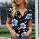 thumbnail image 4 of Camisetas de Manga Corta para las Mujeres Casual Impresión No Estructurada con Botones de Cuello Redondo Camiseta de la Parte Superior para la Primavera Y el Verano, 4 of 8
