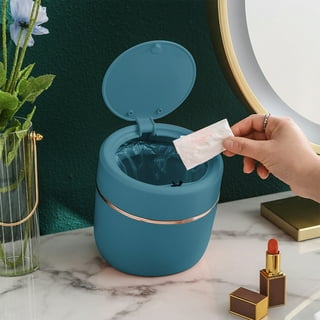 Walbest Desktop Mini Cute Trash Can with Swing Lid, Space Saving PP Plastic  Cylindrical Tiny Garbage Can, Size: 6.69 x 5.12