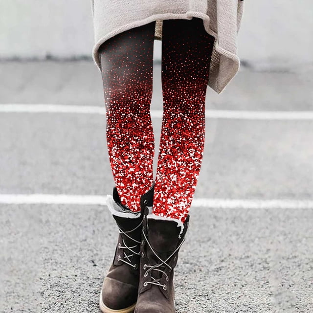 MKLEKYY Leggings para mujer Pantalones de yoga con estampado de lentejuelas a la moda para mujer Pantalones casuales Leggings Pantalones