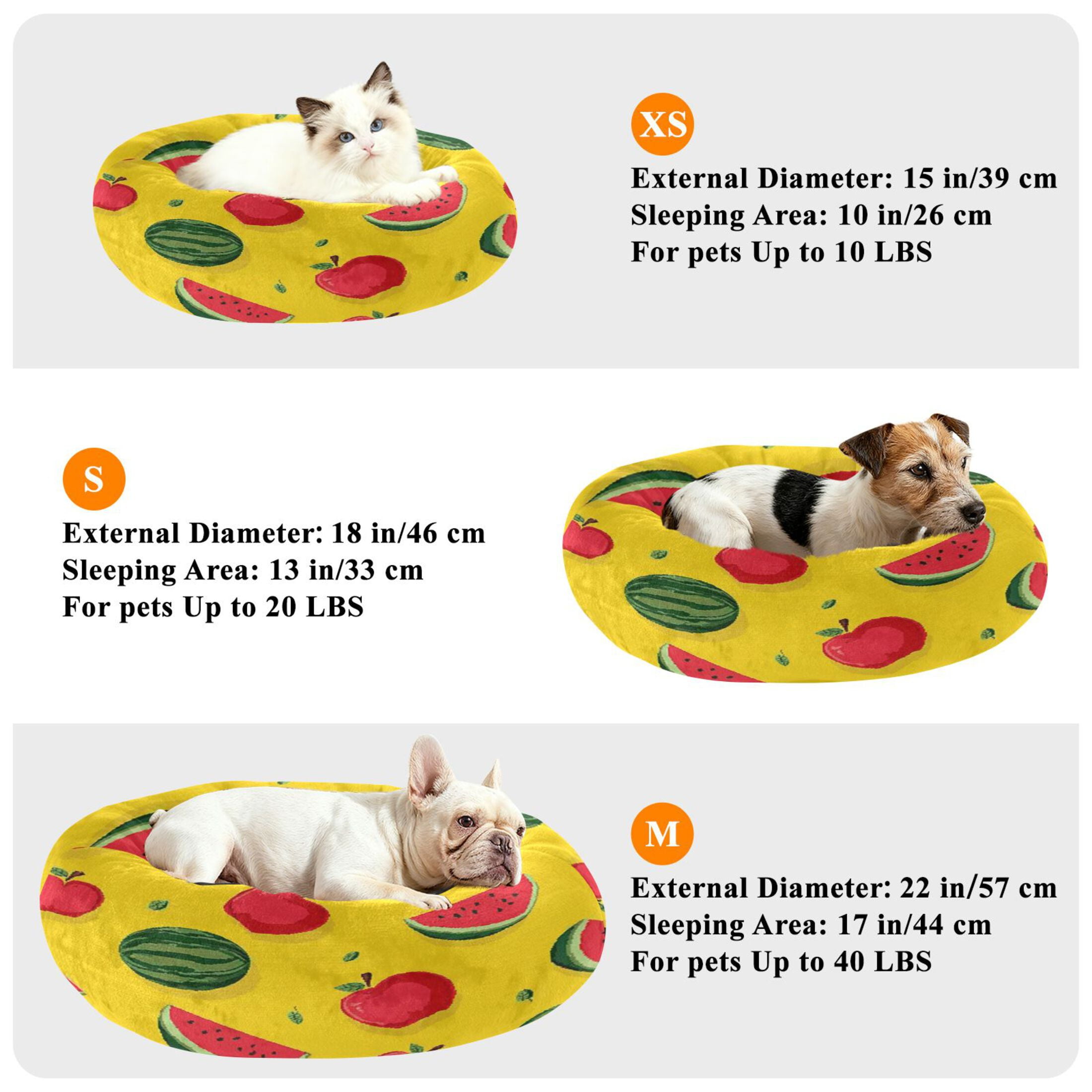 Iauyy Pet Couch Donut Cat Bed for Indoor Cats/Small Dogs Washable & Machine with Non-slip Bottom Calming Cat Furniture, Watermelon (M)