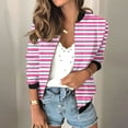thumbnail image 6 of Womens Crop Bomber Jackets with Pockets Long Sleeve Casual Zip Up Jacket Outerwear No Hood Printed Fashion Coats (L, Pink 01), 6 of 7