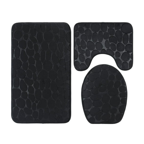 Juego De 3 Piezas Con Diseño Bordado Morado Juego De Alfombras De Baño Incluye 1 Alfombra, 1 Tapa Para Inodoro Y 1 Alfombra De Baño Ultraabsorbente Con Reverso Antideslizante
