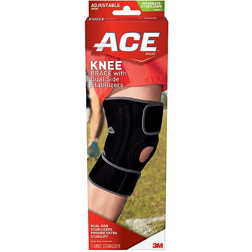 ACE Brand Knee Brace with Dual Side Stabilizers, Adjustable, Black Gray, 1 Pack by 3M