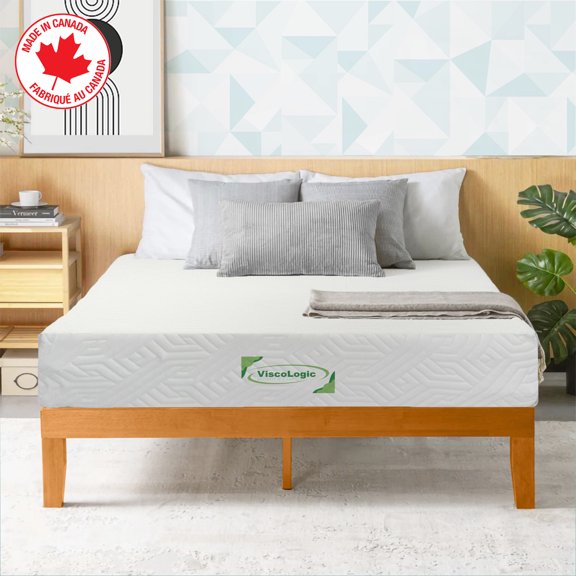 ViscoLogic Matelas Complet en Mousse Mémoire 7 Pouces Fabriqué au Canada pour Enfants, Adultes, Gel Rafraîchissant Infusé Fermeté Moyenne et Soulagement de la Pression pour le Sommeil, CertiPUR-US®