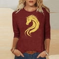 thumbnail image 2 of YUGYXL Women Horse T-Shirt Casual 3/4 Sleeve Tops Horse Gifts for Girls Animal Lovers Wildlife Shirts Hot Pink XL, 2 of 5