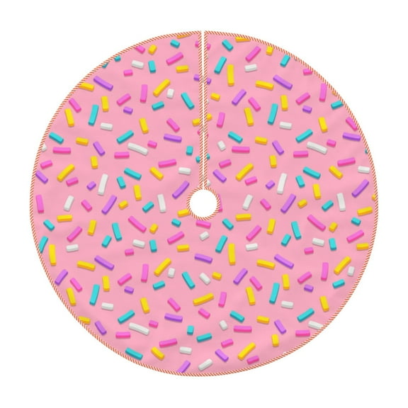 Rateoe Pink Donut Pattern Christmas Tree Skirt with Ties , Christmas Tree Decorations, Farmhouse Christmas Decor Xmas Holiday Decorations-30"
