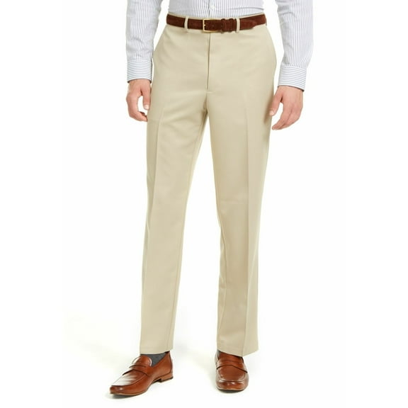 Mens Dress Pants Beige 36X32 Performance Straight Stretch $70 36