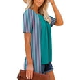 thumbnail image 5 of LADIGASU Women's Printed Fake Two Piece Short Sleeve Round-Neck Blouses Top, 5 of 7