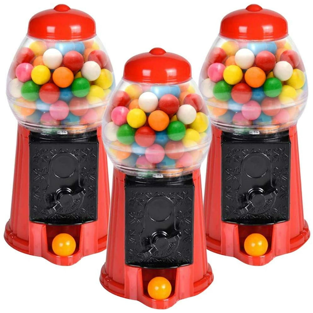 Gold Toy Gumball Machine for Kids, Set of 3, 6.5 Inch Desktop Gold Toy