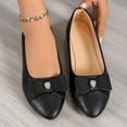 thumbnail image 6 of XDDST Large Size Business Casual Shoes Women Flat Ladies Large Size Single Shoes Simple Pure Colour Bowknot Rhinestone Low Heel Flat Bottom Single Shoes Loafers Black, 6 of 7