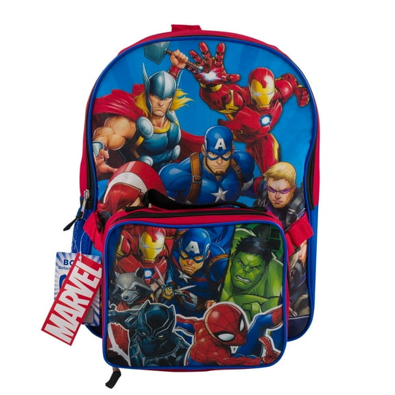 Marvel Avengers Matching Large 16 Inches Backpack With Lunch Bag Set