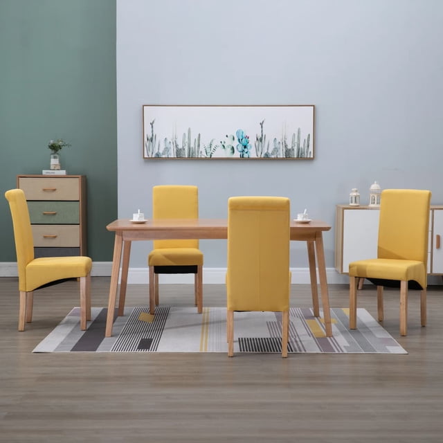 vidaXL Chaises de Salle à Manger 4 Pcs Tissu Jaune