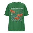 thumbnail image 4 of Graphic Tees for Women T-Shirts Oversized Graphic Print Shirts for Women – Casual Tops Tee with Artwork Green 3XL, 4 of 5