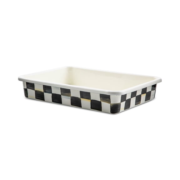 9" x 13" Ceramic Baking Pan with Hand-Painted Courtly Check Design