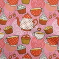 thumbnail image 1 of oneOone Cotton Flex Rose Pink Fabric Tea Party Kettle Sewing Craft Projects Fabric Prints By Yard 40 Inch Wide, 1 of 5