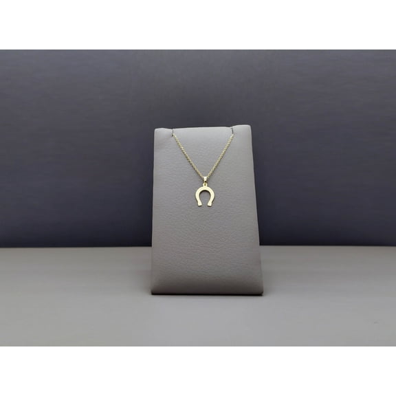 Horseshoe Pendant Necklace in 9K Yellow Gold, Small Lucky Charm, Good Luck Jewelry, Thin Cable Chain, Gift for Her