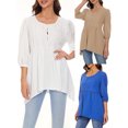 thumbnail image 4 of Blusa suelta para mujer, manga 3/4, cuello redondo, túnicas irregulares ahuecadas, camisas info Abanopi Jerseys de mujer, 4 of 6