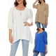 thumbnail image 4 of Blusa, Blusa suelta para mujer, manga 3/4, cuello redondo, túnicas irregulares ahuecadas, camisas in Meterk Beige/Grande, 4 of 6