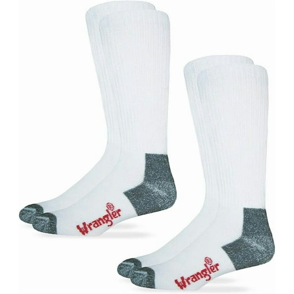 Wrangler Riggs Mens Socks, Non-Binding Boot Work Cotton Cushion Smooth Toe Socks, 2 Pairs