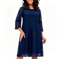 thumbnail image 2 of Asgosdo Women Floral Lace 3/4 Sleeve Formal A Line Knee Length Cocktail Dress, 2 of 3