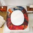 thumbnail image 5 of Feelyou Adult Ocean Waves Queen Sheet Sets, Mountain Fuji Orange Bed Set, 4 Pieces, 5 of 7