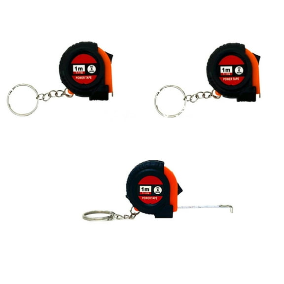 3 Pieces 1m/3ft Mini Keychain Portable Retractable Steel Tape Metric/Inch Measuring Tape Ruler Slide Lock for Body Measure, Kids Adult (3)