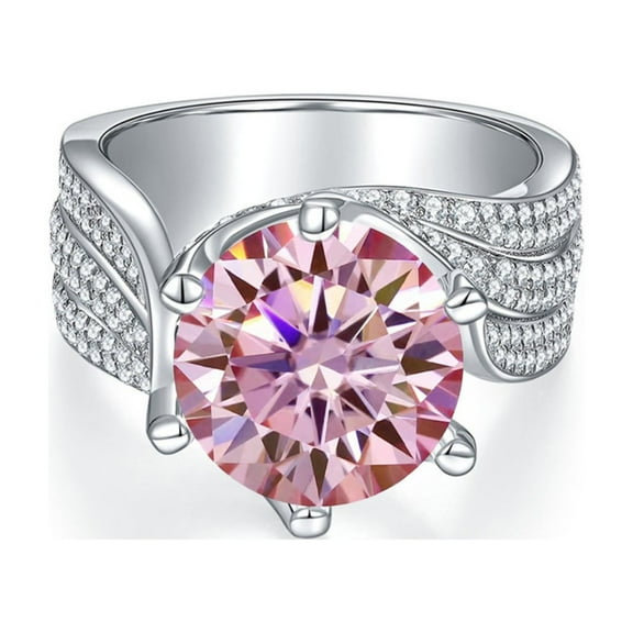 5ct Moissanite Engagement Rings for Women Round Cut D Color VVS1 Blue/Yellow/Pink Diamond Rings Moissanite Wedding Bands with Certificate