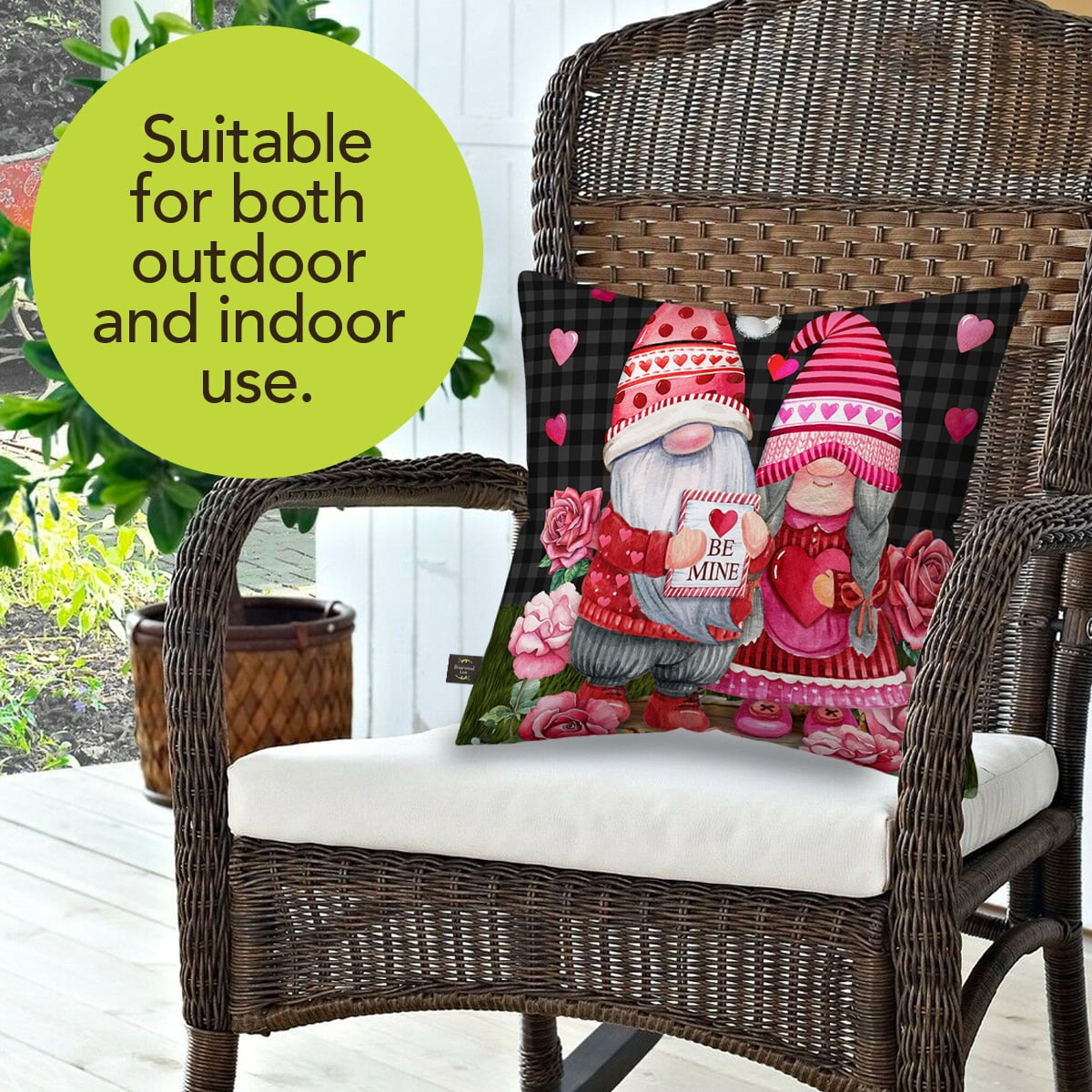 Briarwood Lane Valentine's Indoor/Outdoor Pillow 17x17 Valentines Gnomes For Valentine's Pillow