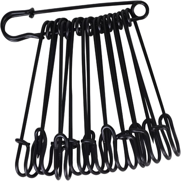 VANIDO Heavy Duty Large Safety Pins Steel 50 Pcs for Blankets,Clothing,Skirts,Kilts,Crafts (Black)