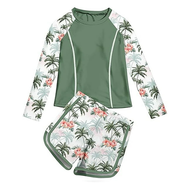 Girl Swimsuit 5t Swimsuit Girls Rash Guard Swimsuits 2 Piece Bathing Suit UPF 50+ Summer Swimwear