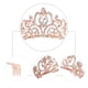 thumbnail image 2 of Xiao Hua Corona elegante de princesa con peine y diamantes de imitación de plata y rosa para mujer, tocado para novia, boda, fiesta de cumpleaños, 1 pieza, 2 of 5
