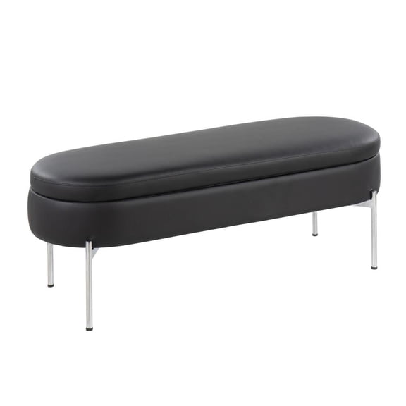 Lumisource Chloe Contemporary Storage Bench With Chrome Finish BC-CHLOE STOR BK
